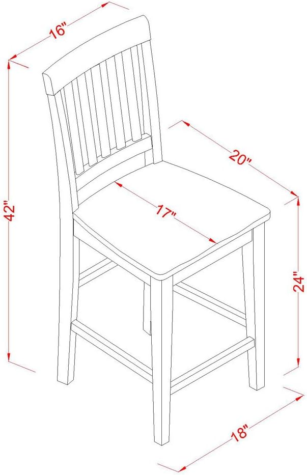 East West Furniture YAVN5-MAH-W 5 Piece Counter Height Dining Set Includes a - Image 3
