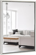 Hamilton Hills 30x40 inch Polished Silver Metal Framed Wall Mounted Mirror by HamiltonHills