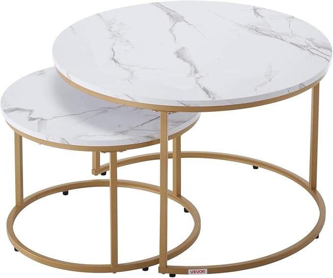 VEVOR Nesting Tables, Coffee Table Set of 2, 27.6 inch Round Coffee Table - Image 12