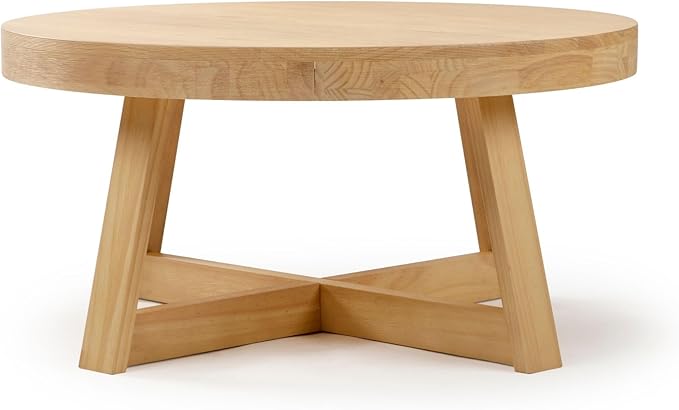 Plank+Beam Classic Round Coffee Table, 36 Inch Farmhouse Coffee Table, Rustic - Image 6