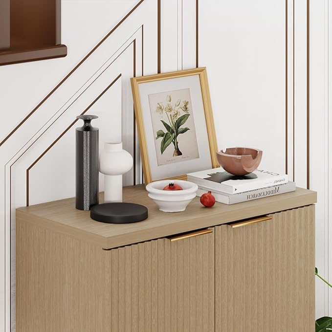 23.6" Sideboard Cabinet with 2 Doors, Modern Buffet Cabinet with Adjustable - Image 5