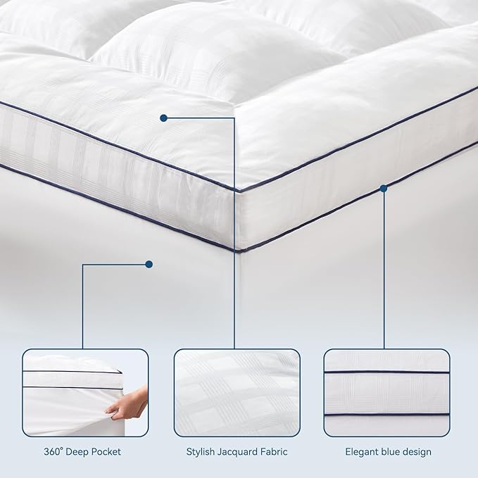 ELEMUSE King Cooling Mattress Topper, Extra Thick 1300gsm Mattress Pad - Image 5