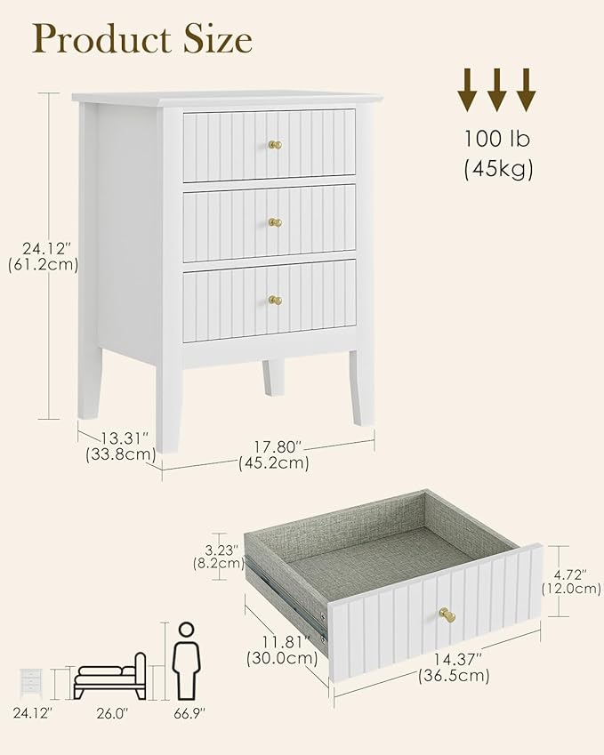 Fluted Nightstand, Farmhouse Night Stand - Image 2