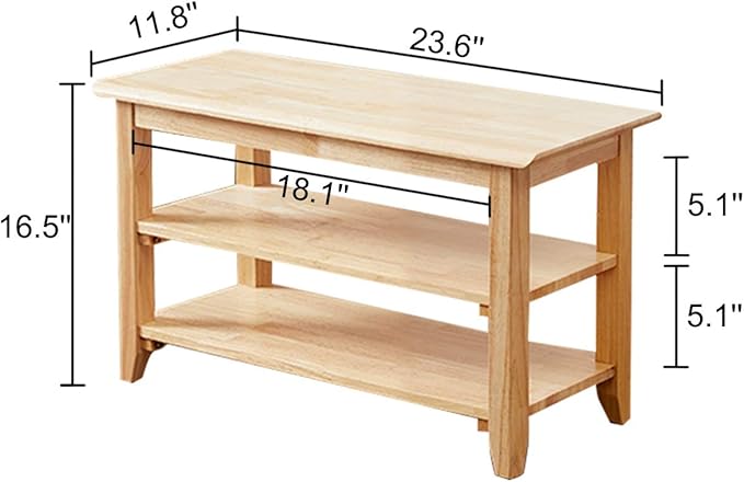 XKZG Storage Bench Wooden Shoe Rack Bench Simple Style Wood Entryway Bench - Image 2
