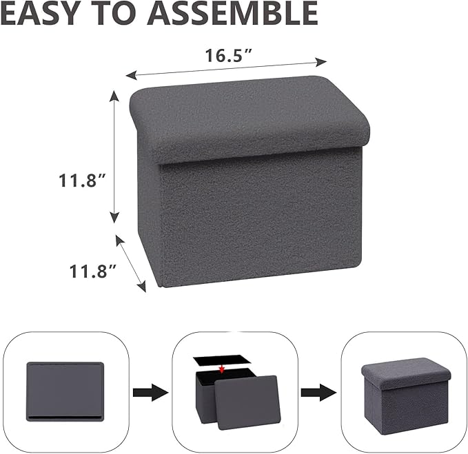 16.5 Folding Storage Ottoman Cube - Image 3