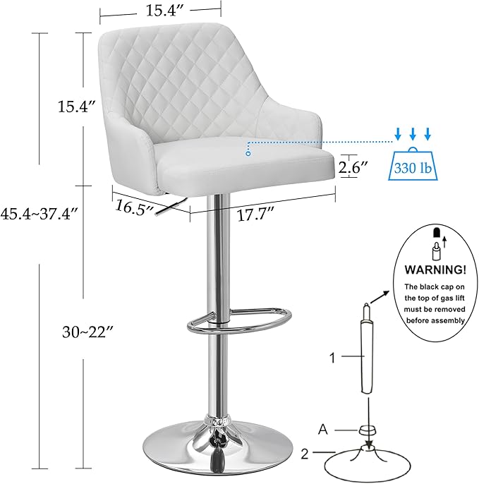 VECELO Adjustable Bar Stools Set of 4 - Image 3