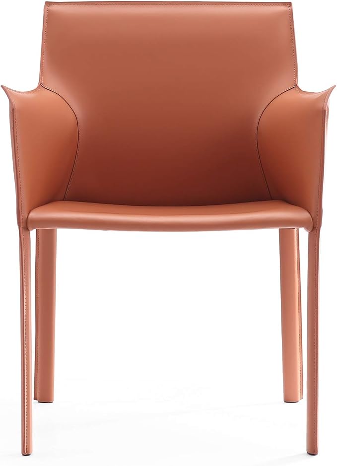 Manhattan Comfort Paris Modern Saddle Leather Dining Chairs, Metal Frame - Image 3