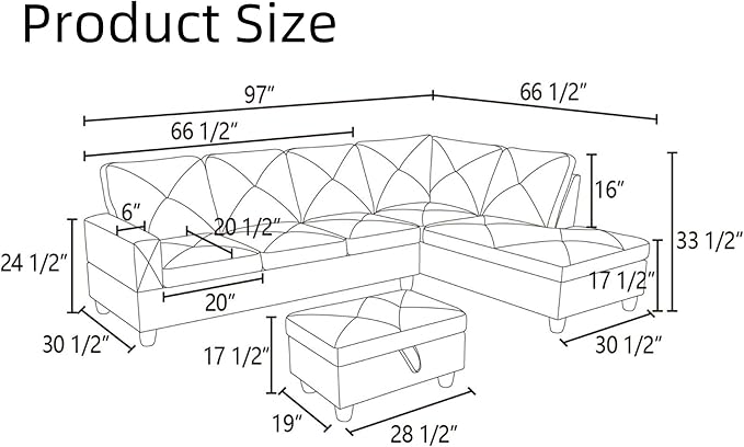 Modular Sectional Couch, L Shaped Couch - Image 2