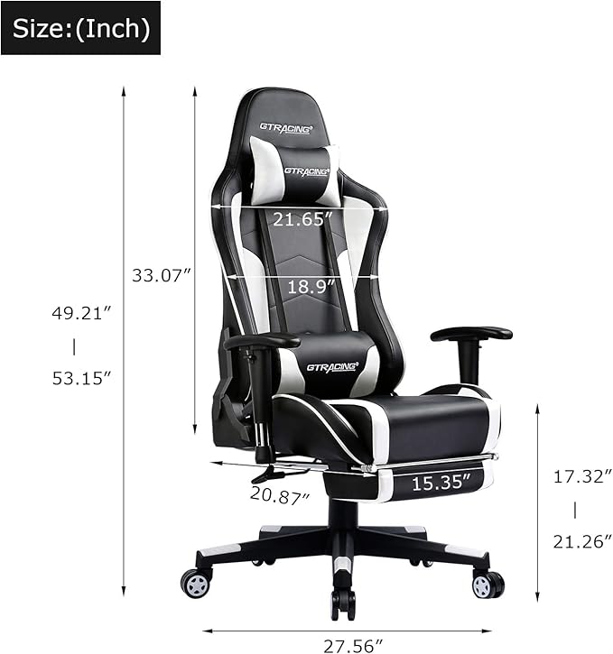 GTRACING Gaming Chair with Footrest Speakers Video Game Chair Bluetooth Music - Image 10