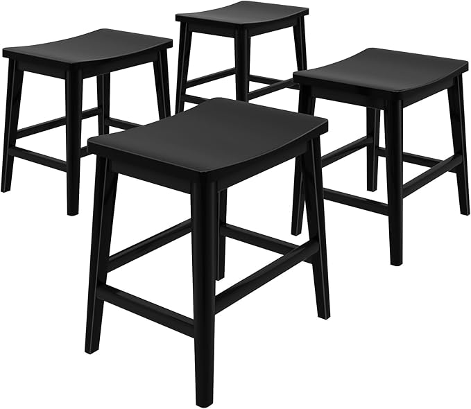 Plank+Beam Smythe Dining Stool, Sturdy Wood Modern Kitchen Stool, Saddle Seat by PlankBeam