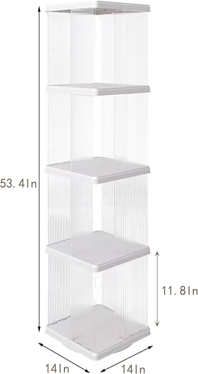 4 Tier Rotating Bookshelf Tower, 360 Display Rotating Bookshelf, 53.4 inch High - Image 3