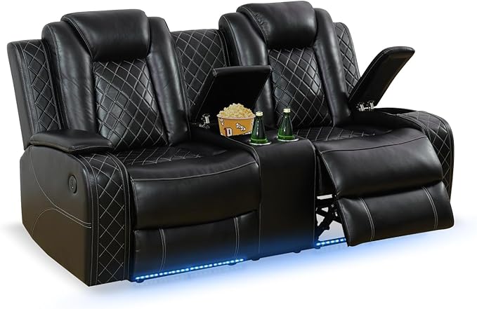 Nicbex PU Leather Power Wall Hugger Chair Double Reclining Sectional Sofa by NicBex
