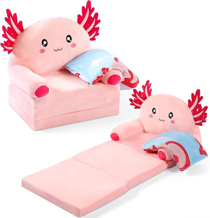 Axolotl Kids Couch Fold out 2-in-1 Toddler Sofa Fold out by Burbell