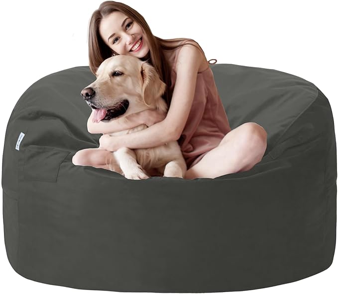 3FT Bean Bag Chair with Ultra Soft Velvet Cover Bean Bag Sofa with Memory Foam by Unknown