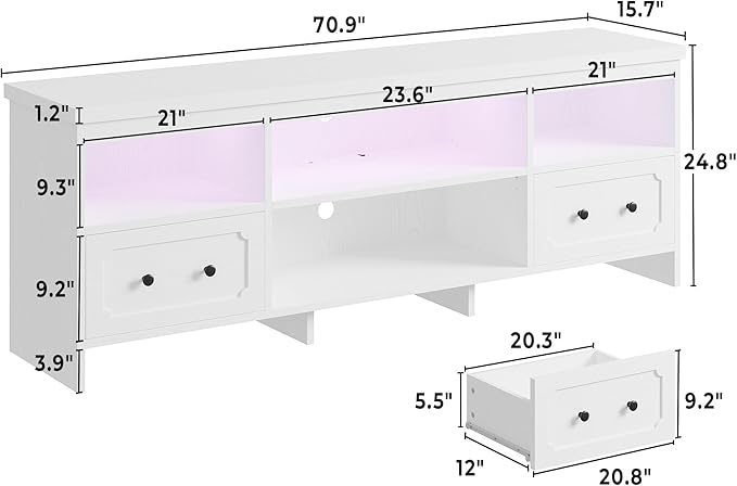 IRONCK TV Stand for 75 Inch TV, Power Outlets and Open Shelf, Media Console TV - Image 2