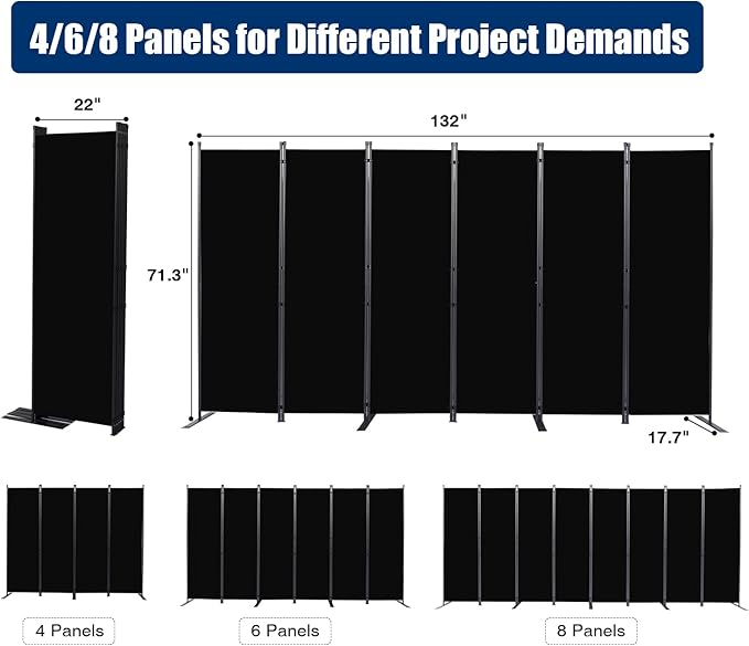 Room Divider 6FT Portable Room Dividers and Folding Privacy Screens, 6 Panel - Image 6