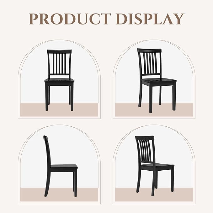 COLAMY Wooden Dining Room Chairs Set of 2, Spindle High Back Windsor Kitchen - Image 10