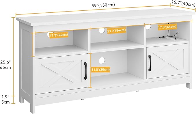 DWVO White TV Stand for 65 Inch TV, Entertainment Center, TV Cabinet - Image 2