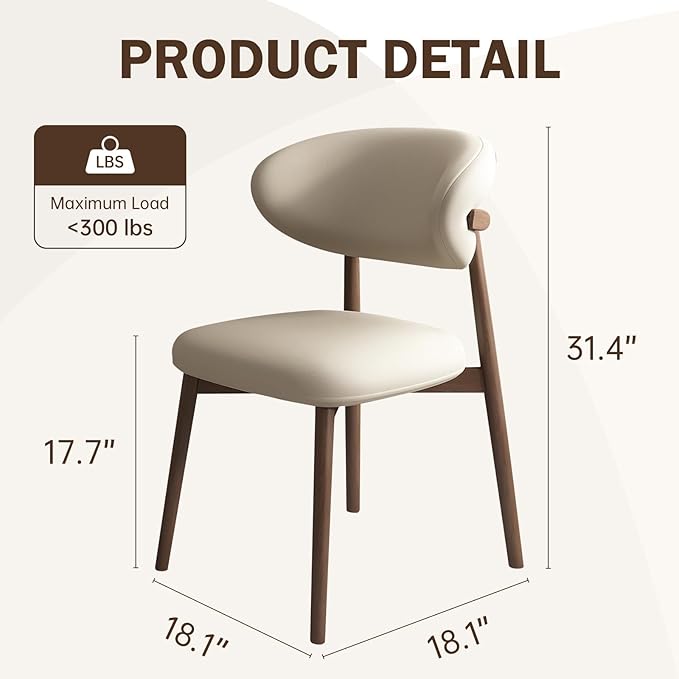 Upholstered Dining Chairs Set of 2, Mid Century Modern Kitchen Chairs - Image 2