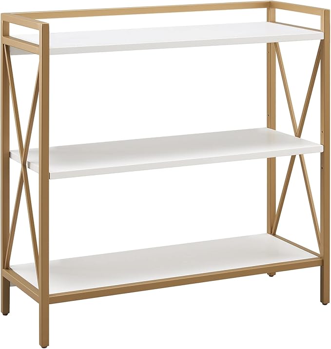 Leick Home Claudette Mixed Metal and Wood Bookshelf, Compact Storage by LeickFurniture