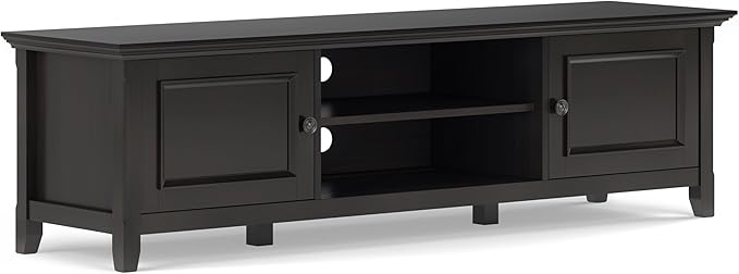 SIMPLIHOME Amherst 72-inch Wide Solid Wood Low TV Stand in Hickory Brown by SimpliHome