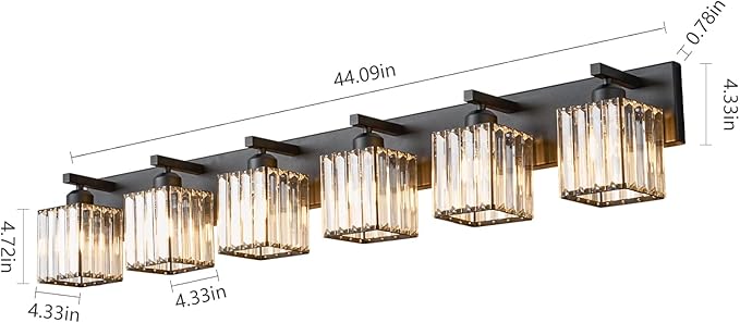 Modern Black Crystal Bathroom Vanity Light - Image 5