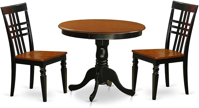 East West Furniture ANLG3-BCH-W 3 Piece Dining Room Table Set Contains a Round by EastWestFurniture