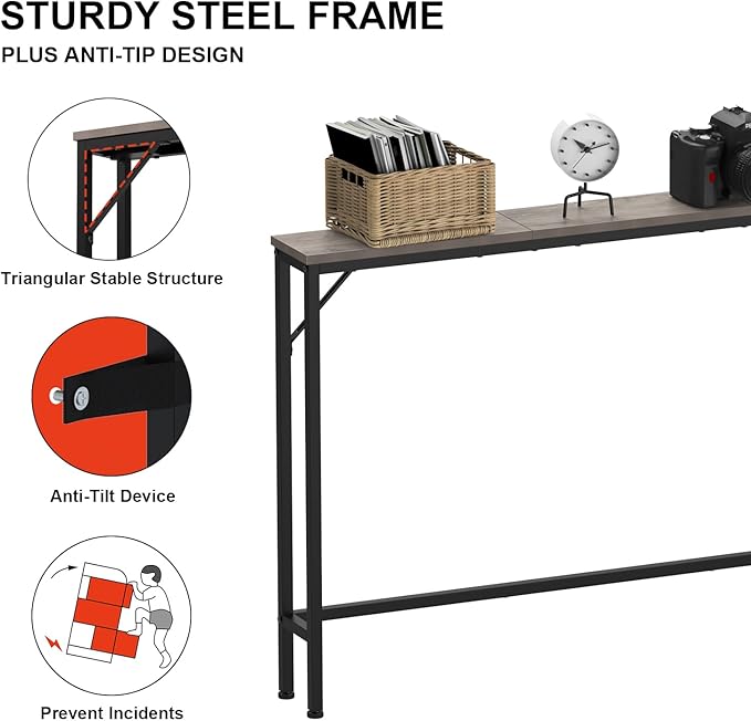 Tohomeor 5.9" Skinny Behind Sofa Console Table - Image 7