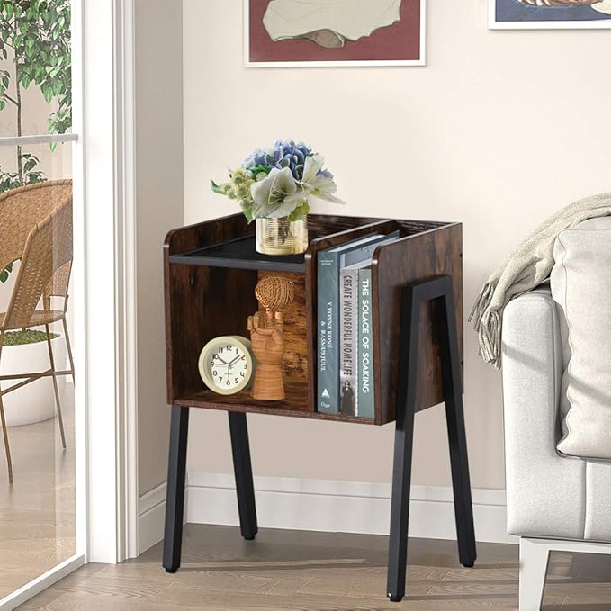 VECELO Nightstand Set of 2, Industrial End Table, Bedside Table - Image 9
