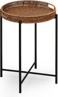 Small Wicker Round End Table, 16.5 in Rattan End Tables by DINGTAI