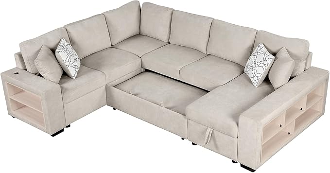 109" U-shaped Sectional Pull-out Sofa Bed - Image 9