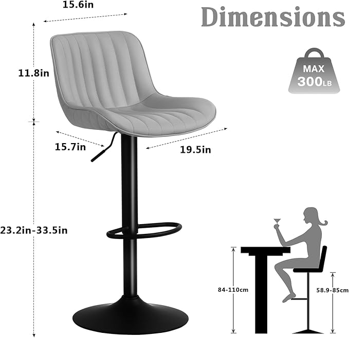 YOUNUOKE Counter Height Bar Stools Set of 2 Upholstered Kitchen Island - Image 2