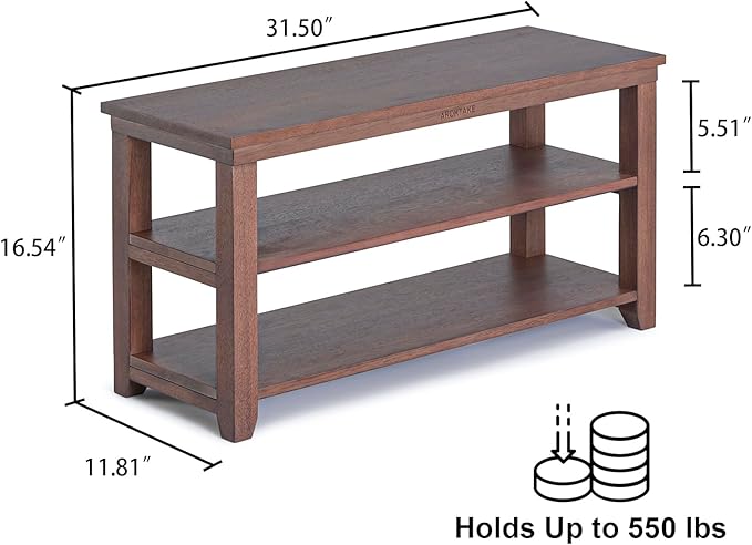 Shoe Rack Bench, 2-Tier Wood Heavy Duty Shoe Organizer Shelf - Image 2