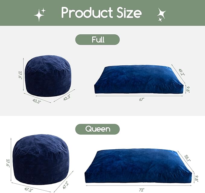 HIGOGOGO Giant Bean Bag Chair Bed - Image 2