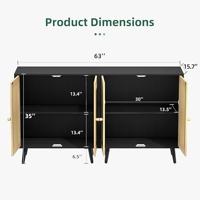 Set of 2 Rattan Sideboard Buffet Cabinets, Accent Cabinets - Image 2