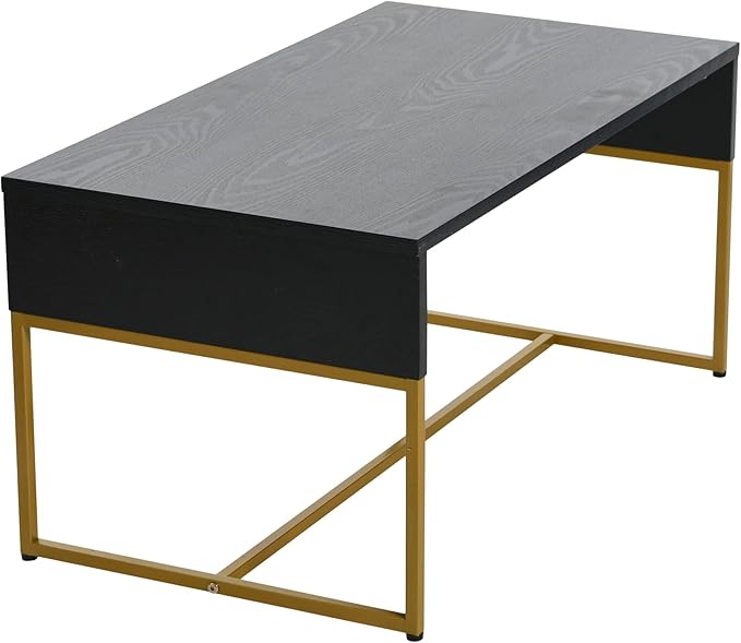 Household Essentials Wrap Rectangular Coffee Table Black Oak Wood Grain and - Image 4
