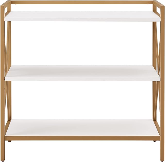 Leick Home Claudette Mixed Metal and Wood Bookshelf, Compact Storage - Image 4