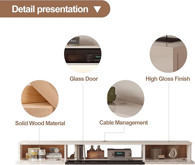 High Gloss Floating TV Stand, Under TV Floating Shelf, Floating TV Cabinet - Image 8