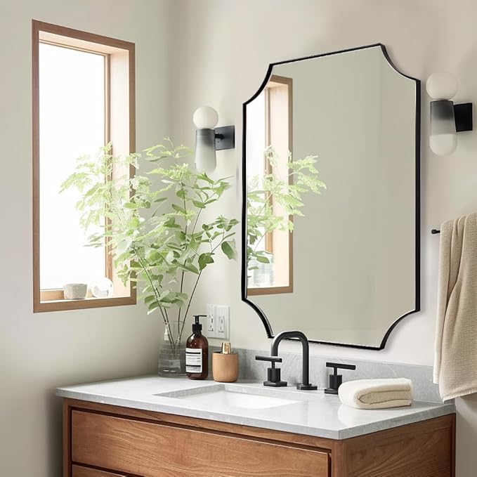 ANDY STAR 30x40 Inch Bathroom Mirror, Unique Rectangle Wall Mirror, Matte Black - Image 7