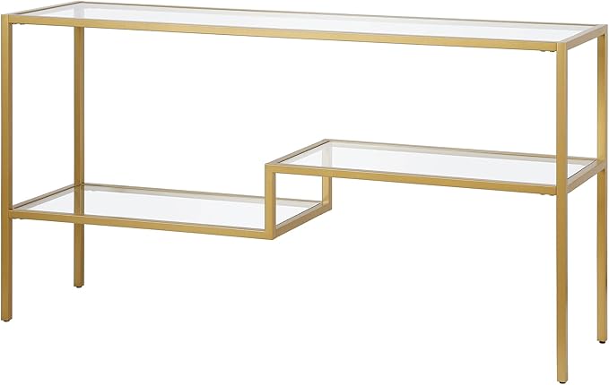 Henn&Hart 55" Wide Rectangular Console Table in Brass, Entryway Table, Accent - Image 5