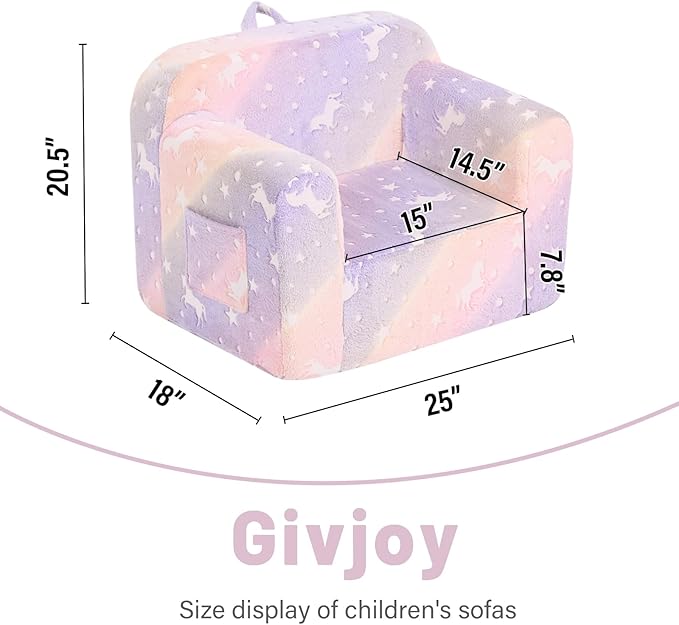 Toddler Chair Plush Kids Couch, Comfy Kids Sofa Toddler Lounger Chair - Image 3