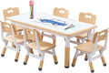 Kids Table and Chair Set Height-Adjustable Toddler & 6-Chair Set by HAPPYMATY