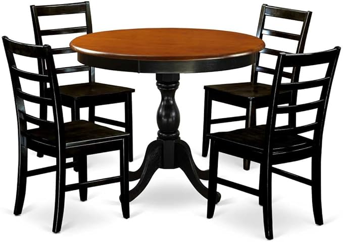 East West Furniture AMPF5-BCH-W 5 Piece Kitchen Table & Chairs Set Includes a - Image 6