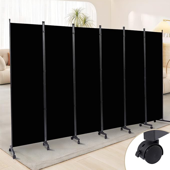 Room Divider 6 Panel Room Dividers/Wheels, Fabric Room Divider Panel by HOMSCREENER