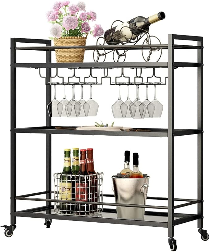 Glass Black Bar Carts for Home - Image 6