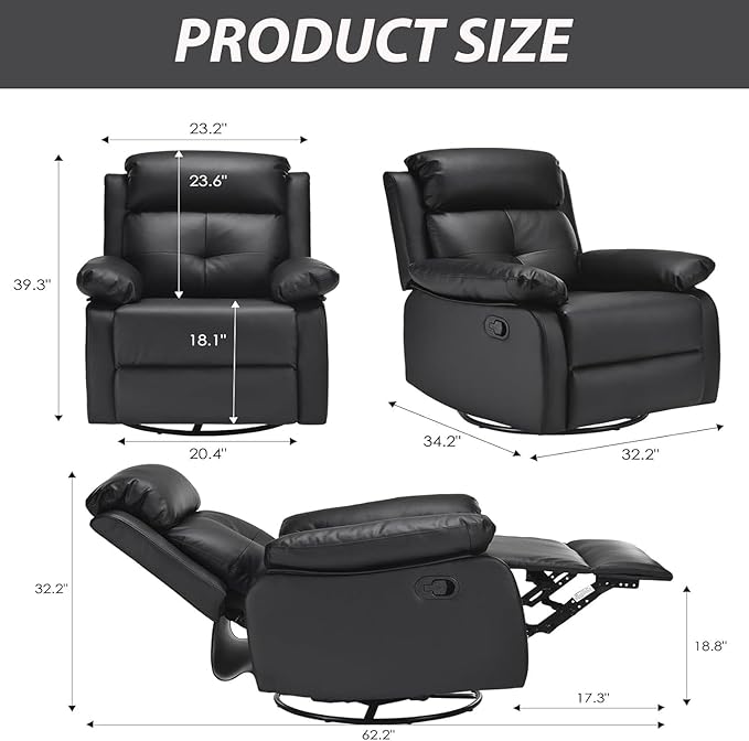 Swivel Rocker Recliner, 360 Swivel Small Recliners - Image 3