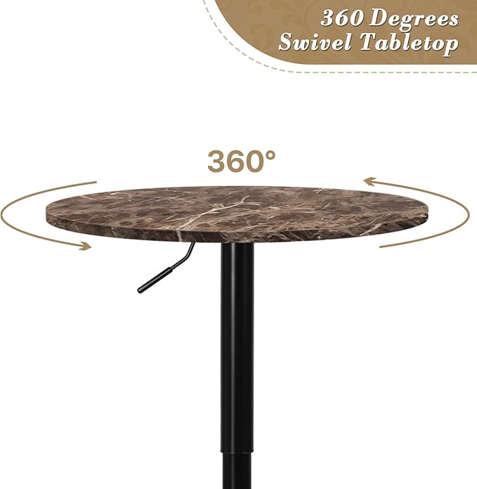 Athena Collection Modern Bar Table Round Top Height Adjustable, Tall Bistro Pub - Image 5