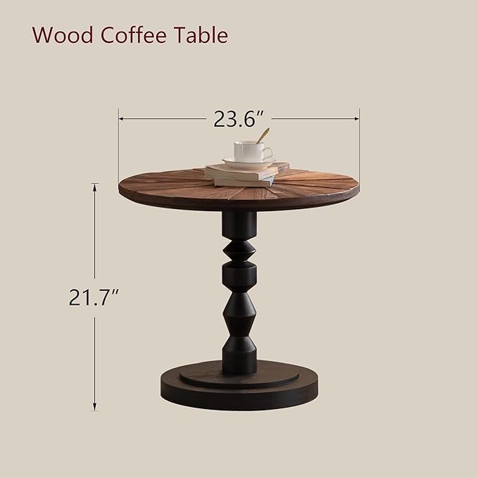 Wood Emd Table, Modern Round Side Table - Image 2