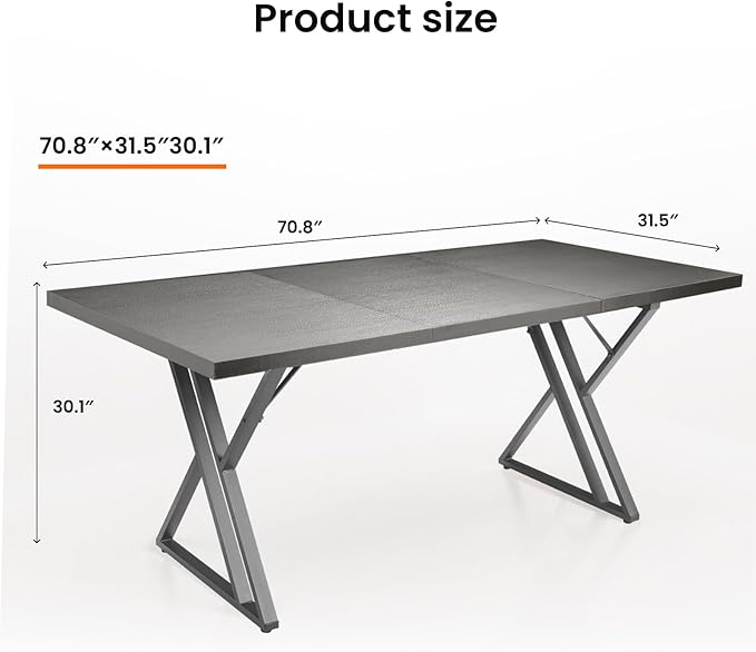 70.9Inch Office Desk, Executive Office Desk，Modern Industrial Style, Z-Shaped - Image 2