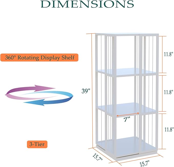 Square Rotating Bookshelf Tower - Image 2